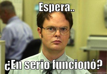 Cuando tu codigo funciona a la primera -                    ESPERA..                    ¿EN SERIO FUNCIONÓ?  Schrute
