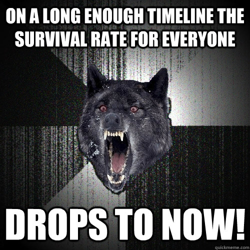 on a long enough timeline the survival rate for everyone  drops to now!  Insanity Wolf