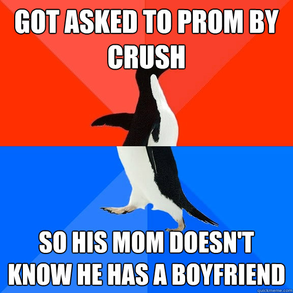 Got asked to prom by crush so his mom doesn't know he has a boyfriend - Got asked to prom by crush so his mom doesn't know he has a boyfriend  Socially Awesome Awkward Penguin