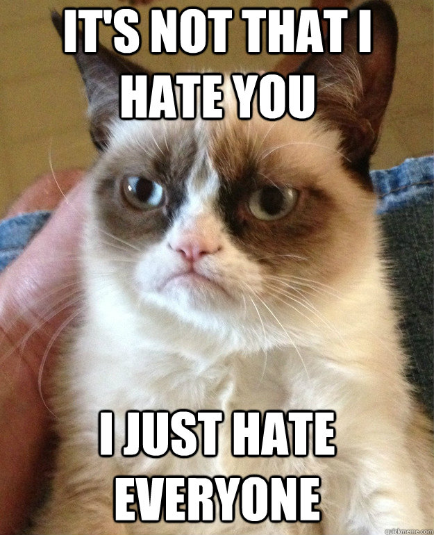 it's not that i hate you i just hate everyone  Grumpy Cat