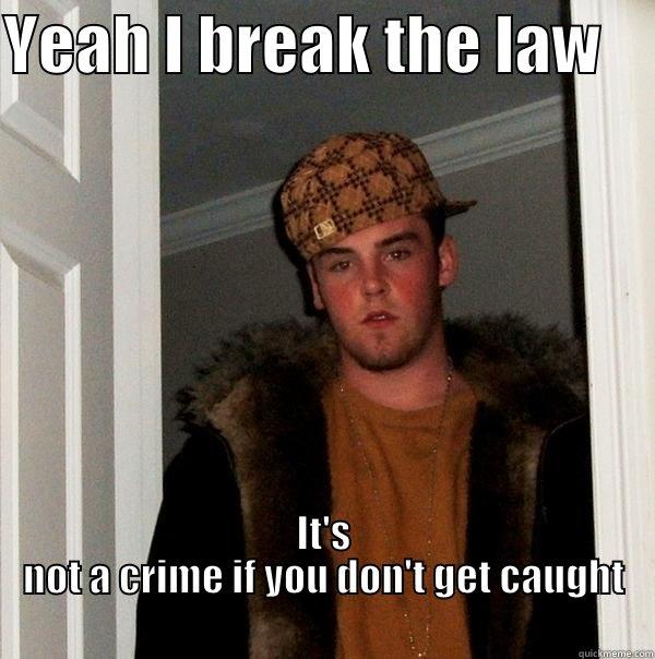 YEAH I BREAK THE LAW     IT'S NOT A CRIME IF YOU DON'T GET CAUGHT                                                                       Scumbag Steve
