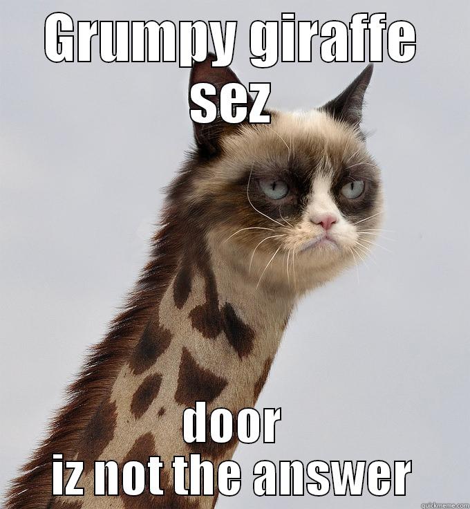 Grumpy giraffe sez - GRUMPY GIRAFFE SEZ DOOR IZ NOT THE ANSWER Misc
