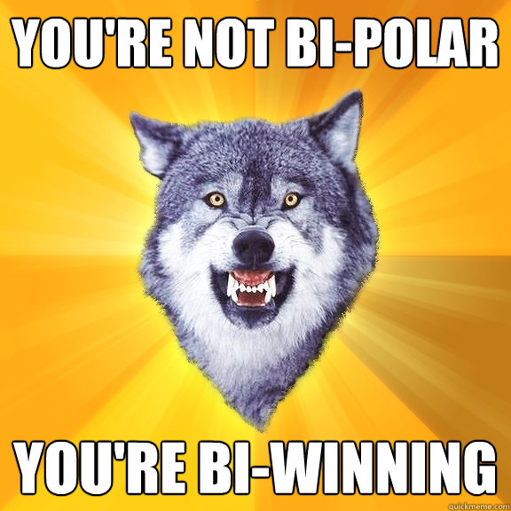 You're not bi-polar You're bi-winning  Courage Wolf