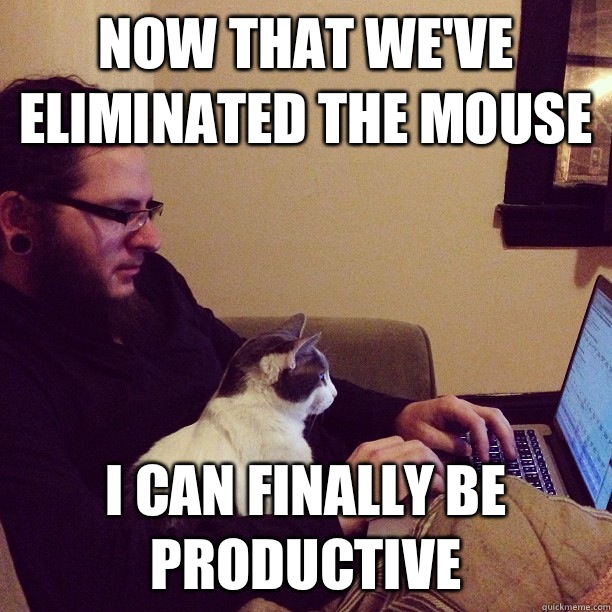Now that we've eliminated the mouse I can finally be productive  