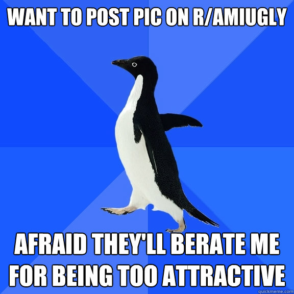 WANT TO POST PIC ON r/amiugly AFRAID they'll berate me for being too attractive  Socially Awkward Penguin