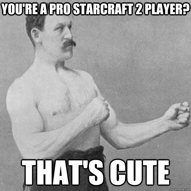 You're a pro Starcraft 2 player? that's cute  overly manly man
