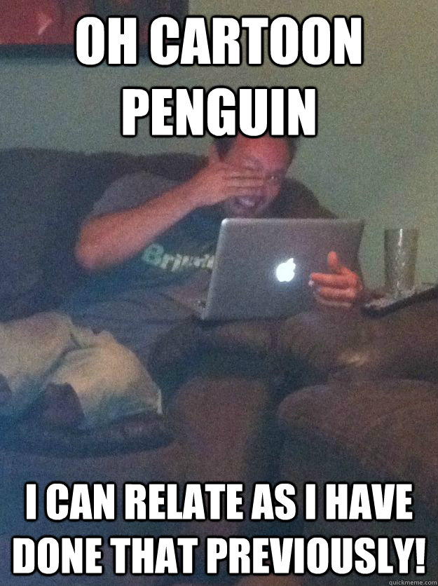Oh cartoon penguin I can relate as I have done that previously!  Meme-discovering dad walking dead