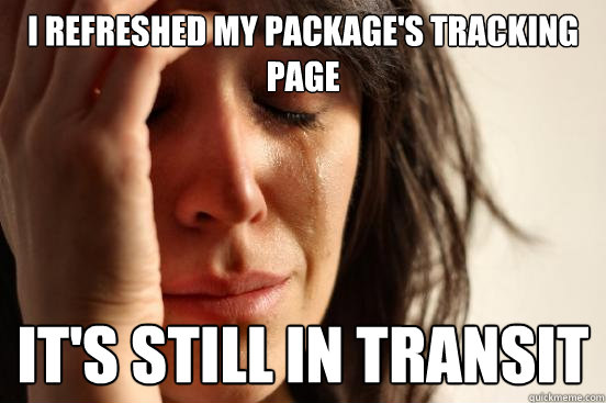 I refreshed my package's tracking page  It's still in transit  First World Problems