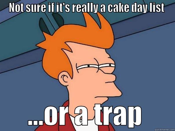 NOT SURE IF IT'S REALLY A CAKE DAY LIST …OR A TRAP Futurama Fry