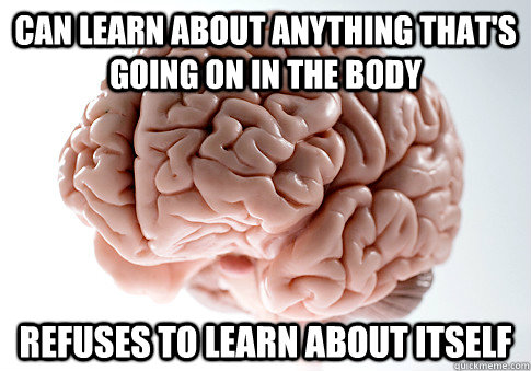 Can learn about anything that's going on in the body Refuses to learn about itself  Scumbag Brain
