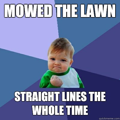 Mowed the lawn Straight lines the whole time  Success Kid