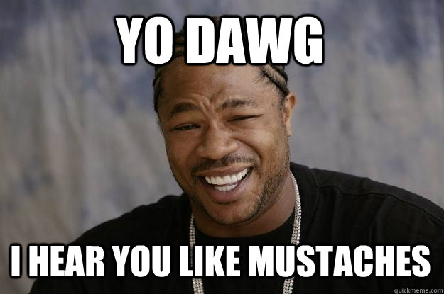 YO DAWG  I HEAR YOU LIKE MUSTACHES  Xzibit meme