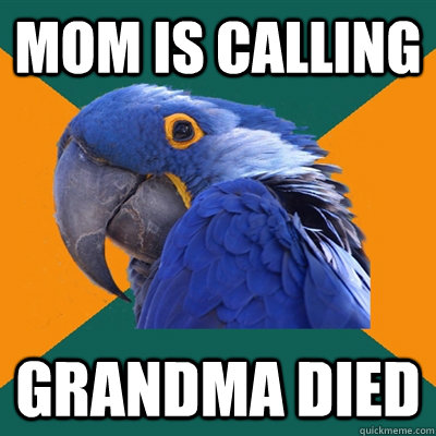 Mom is calling grandma died   Paranoid Parrot