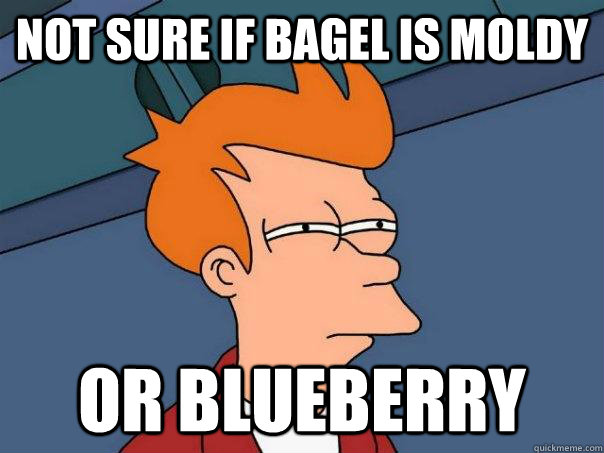 Not sure if BAGEL IS MOLDY  or BLUEBERRY  - Not sure if BAGEL IS MOLDY  or BLUEBERRY   Futurama Fry