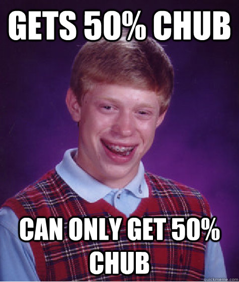 Gets 50% CHub can only get 50% Chub  Bad Luck Brian
