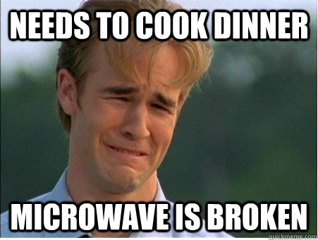 needs to cook dinner microwave is broken  1990s Problems