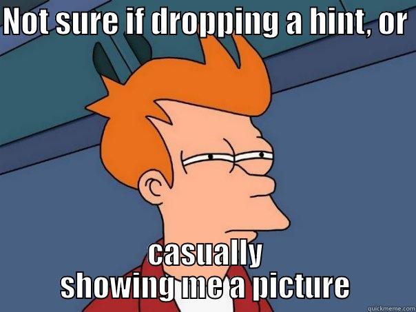 NOT SURE IF DROPPING A HINT, OR  CASUALLY SHOWING ME A PICTURE Futurama Fry