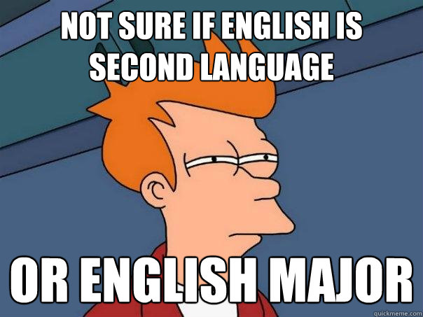 not sure if english is second language  Or english major  Futurama Fry