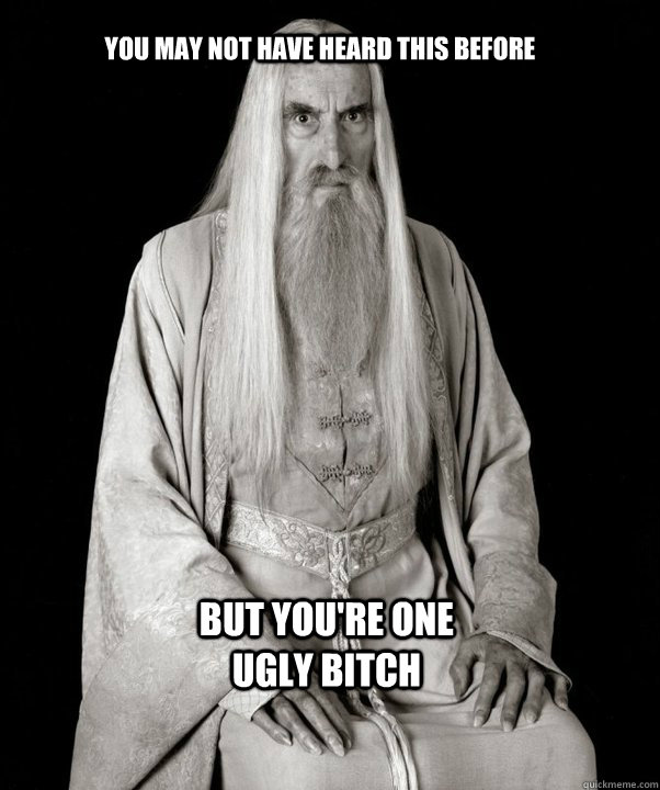 you may not have heard this before but you're one ugly bitch - you may not have heard this before but you're one ugly bitch  SnideSaruman