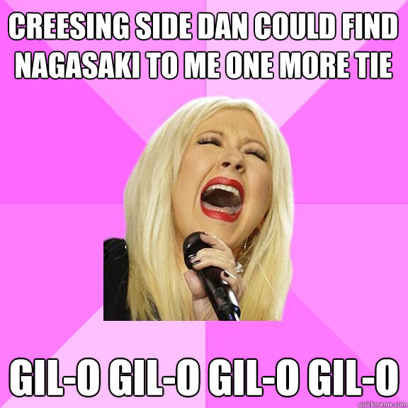 Creesing side Dan Could Find
Nagasaki to me one more tie Gil-O Gil-O Gil-O Gil-O  Wrong Lyrics Christina