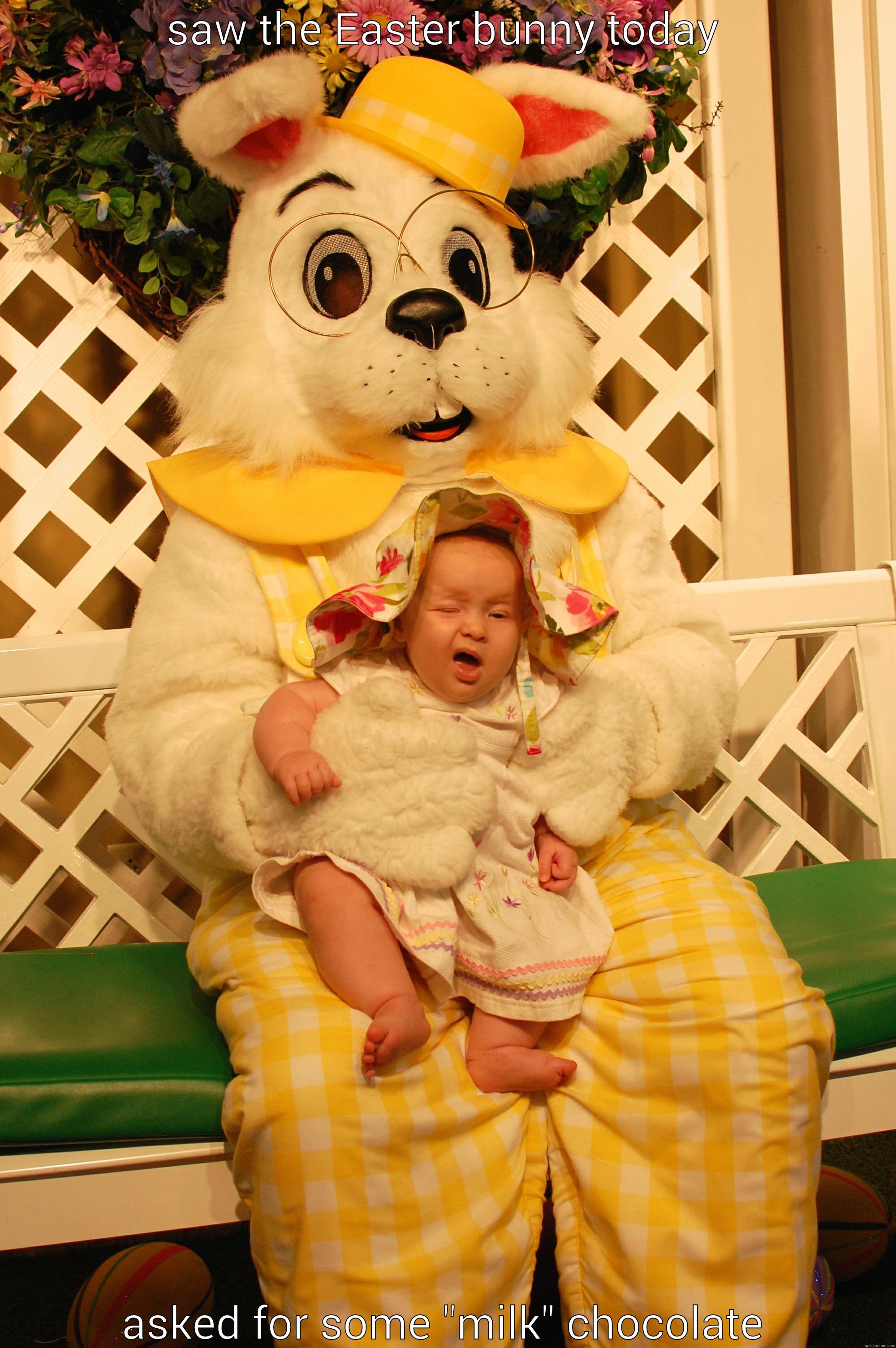 SAW THE EASTER BUNNY TODAY ASKED FOR SOME 