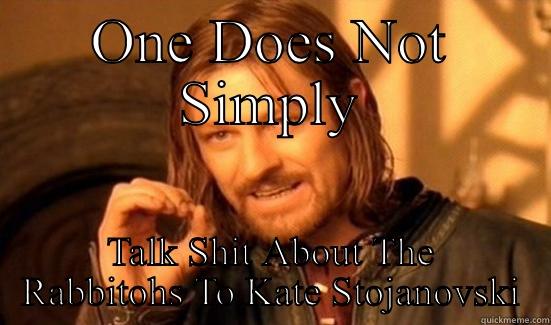 ONE DOES NOT SIMPLY TALK SHIT ABOUT THE RABBITOHS TO KATE STOJANOVSKI Boromir