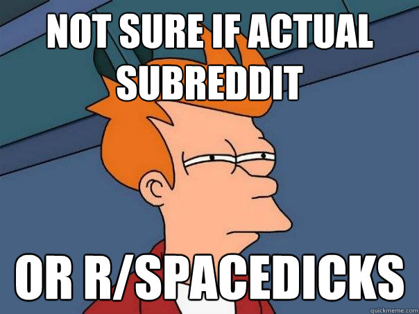 not sure if actual subreddit or r/spacedicks  Futurama Fry