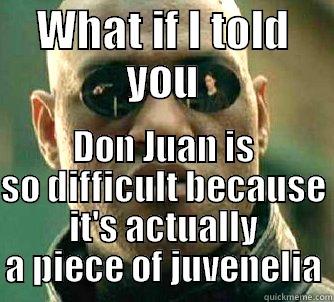 WHAT IF I TOLD YOU DON JUAN IS SO DIFFICULT BECAUSE IT'S ACTUALLY A PIECE OF JUVENELIA Matrix Morpheus