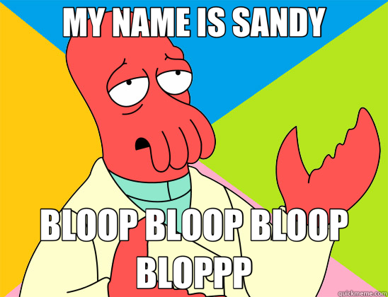 MY NAME IS SANDY BLOOP BLOOP BLOOP BLOPPP  Futurama Zoidberg 