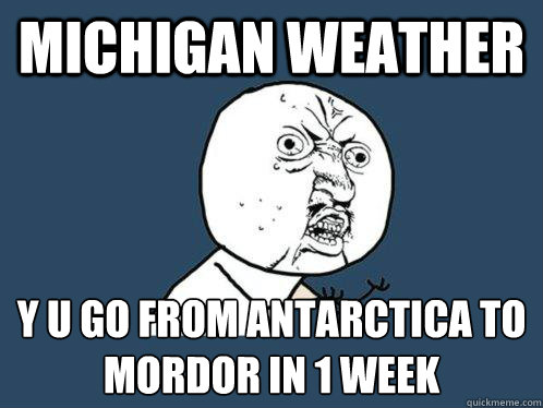 Michigan Weather y u go from Antarctica to mordor in 1 week  Y U No