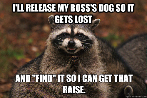 I'll release my boss's dog so it gets lost and 