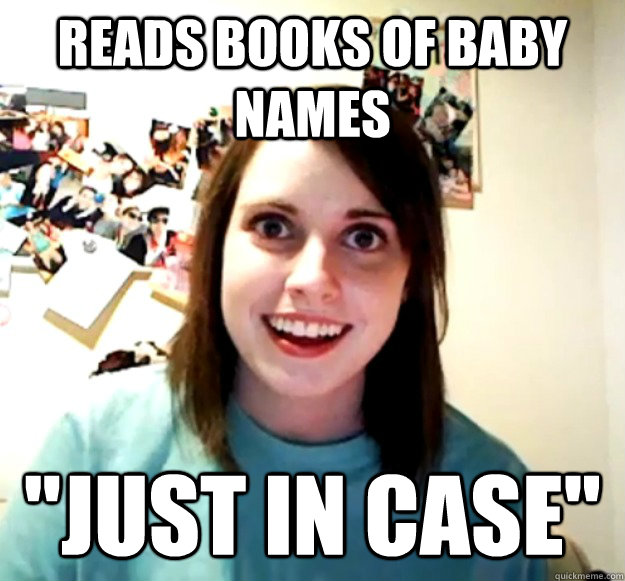 Reads books of baby names 