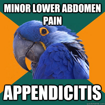 minor lower abdomen pain appendicitis  Paranoid Parrot