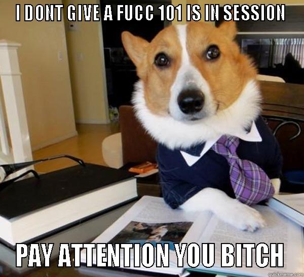 IDGAF 101 - I DONT GIVE A FUCC 101 IS IN SESSION PAY ATTENTION YOU BITCH Lawyer Dog