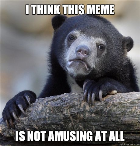 I think this meme Is not amusing at all  Confession Bear