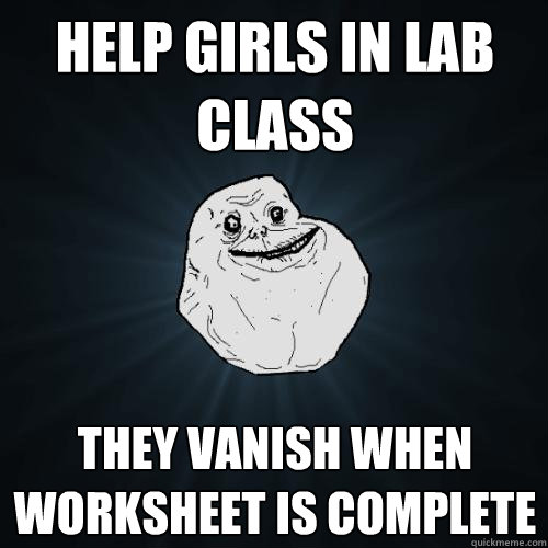 Help girls in lab class They Vanish when worksheet is complete  Forever Alone