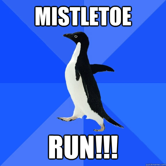 Mistletoe RUN!!!  Socially Awkward Penguin