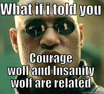 WHAT IF I TOLD YOU  COURAGE WOLF AND INSANITY WOLF ARE RELATED Matrix Morpheus
