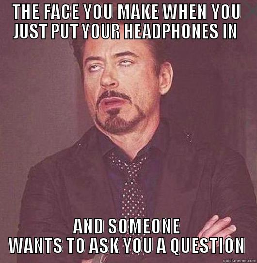 THE FACE YOU MAKE WHEN YOU JUST PUT YOUR HEADPHONES IN  AND SOMEONE WANTS TO ASK YOU A QUESTION Misc
