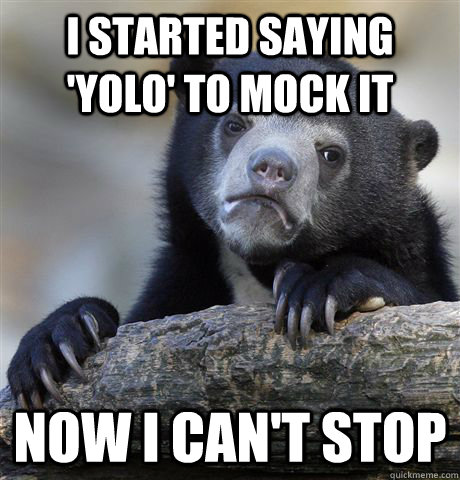 i started saying 'yolo' to mock it now i can't stop - i started saying 'yolo' to mock it now i can't stop  Confession Bear