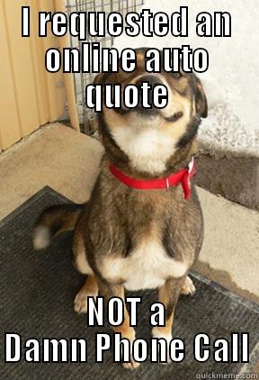 I REQUESTED AN ONLINE AUTO QUOTE NOT A DAMN PHONE CALL Good Dog Greg