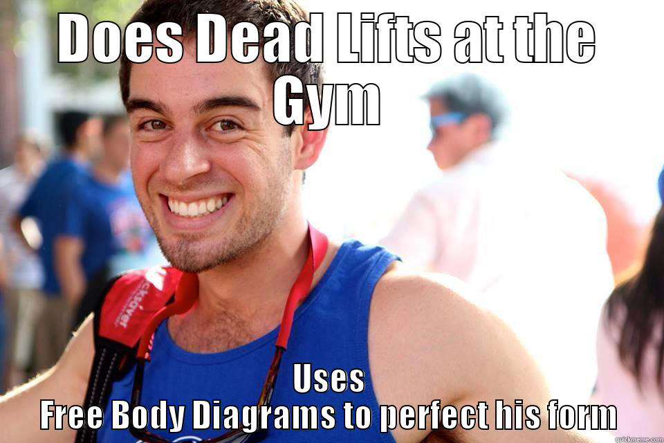 DOES DEAD LIFTS AT THE GYM USES FREE BODY DIAGRAMS TO PERFECT HIS FORM Misc