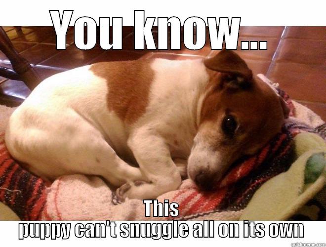 YOU KNOW... THIS PUPPY CAN'T SNUGGLE ALL ON ITS OWN Misc