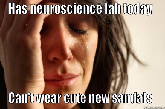 HAS NEUROSCIENCE LAB TODAY  CAN'T WEAR CUTE NEW SANDALS  First World Problems