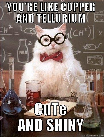 YOU'RE LIKE COPPER AND TELLURIUM CUTE AND SHINY Chemistry Cat