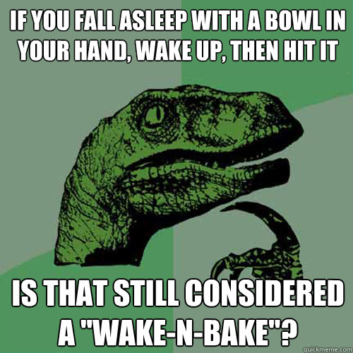 If you fall asleep with a bowl in your hand, wake up, then hit it Is that still considered a 