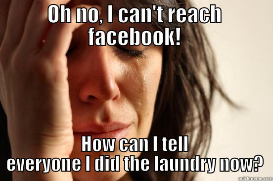 OH NO, I CAN'T REACH FACEBOOK! HOW CAN I TELL EVERYONE I DID THE LAUNDRY NOW? First World Problems