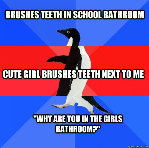 brushes teeth in school bathroom cute girl brushes teeth next to me 