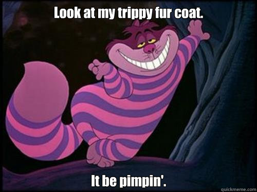 Look at my trippy fur coat. It be pimpin'.  