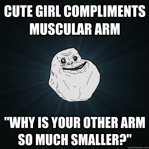 cute girl compliments muscular arm 